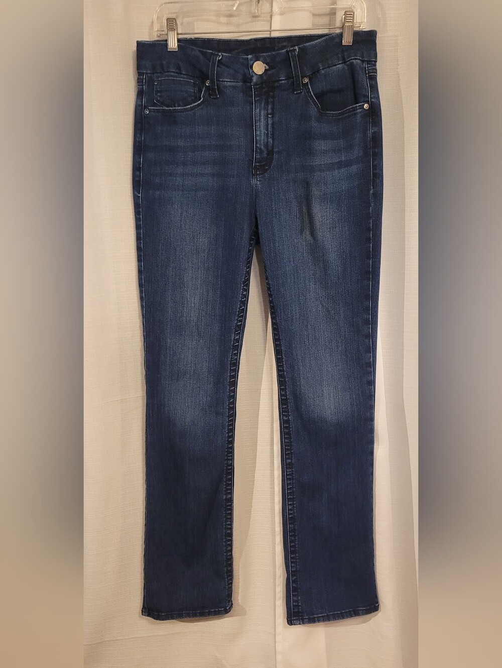 Seven7 Women's Mid-Rise Dark Blue Straight Leg Jeans